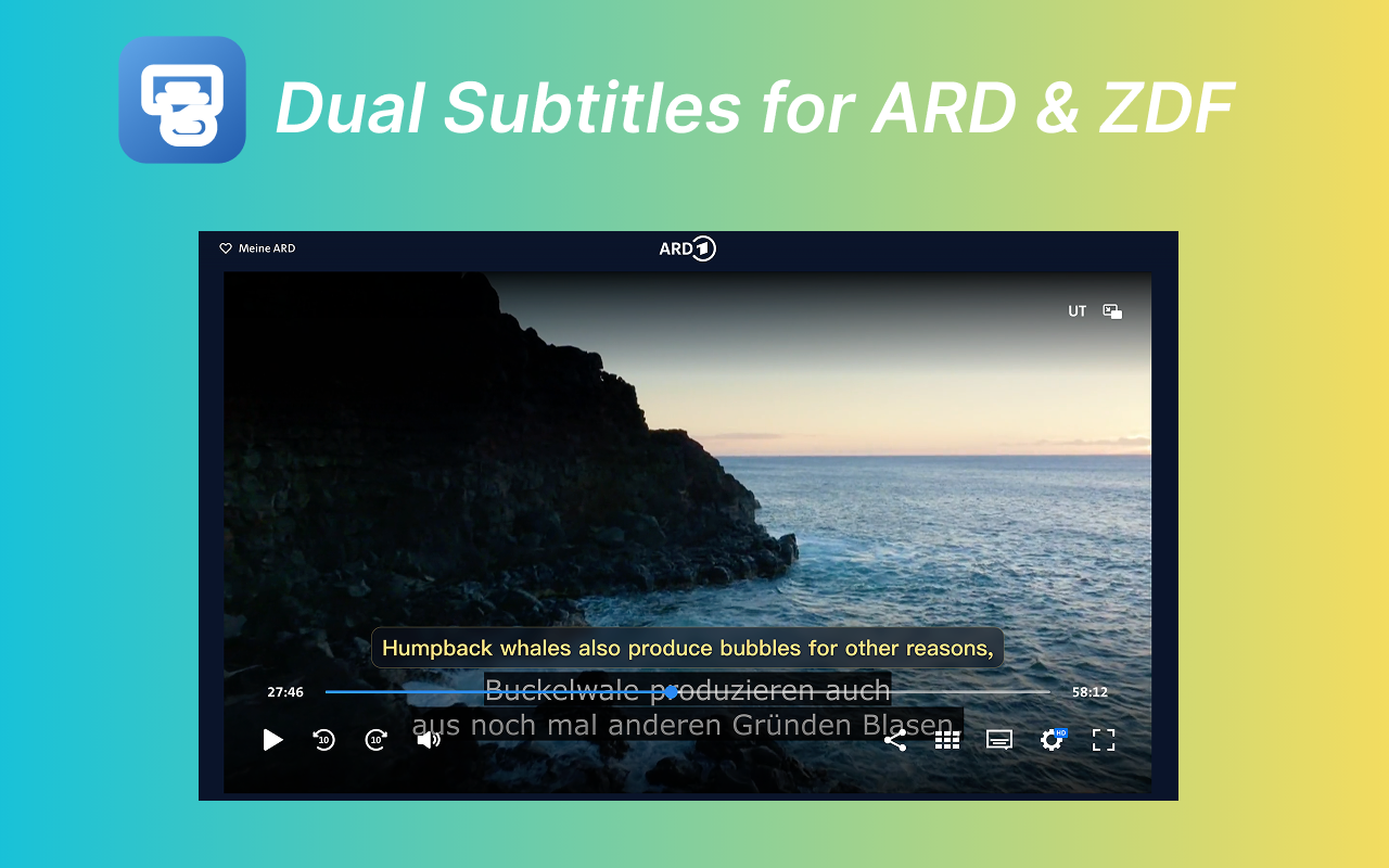 Dual Subtitles product preview on ARD player